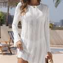 VIMPUNEC Crochet Swimsuit Coverup for Women Summer Bathing Suit Cover Ups Swimwear Beach Dress (White, S)