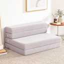 Folding Sofa Bed Foldable Futon Couch Bed 4Inch Sleeper Floor Sofa for Adults, Camper, Guest, with Headrest, Breathable & Washable Cover (Queen)
