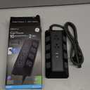 GE UltraPro Adapt 10-Outlet Surge Protector with USB Ports, 2 USB-A Ports, 2.4A, 12W, 4ft Braided Cord Power Strip Surge Protector, 3540 Joules, Black, 73775