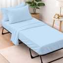 Cottington Lane 4 Piece Cot Sheets Set 25" X 75" with 6 Inch Deep Pocket Light Blue Solid, 100% Egyptian Cotton Cot Sheets, Perfect for Narrow Twin, Camp Bunk,Trifold Mattress, Guest Bed Replacement