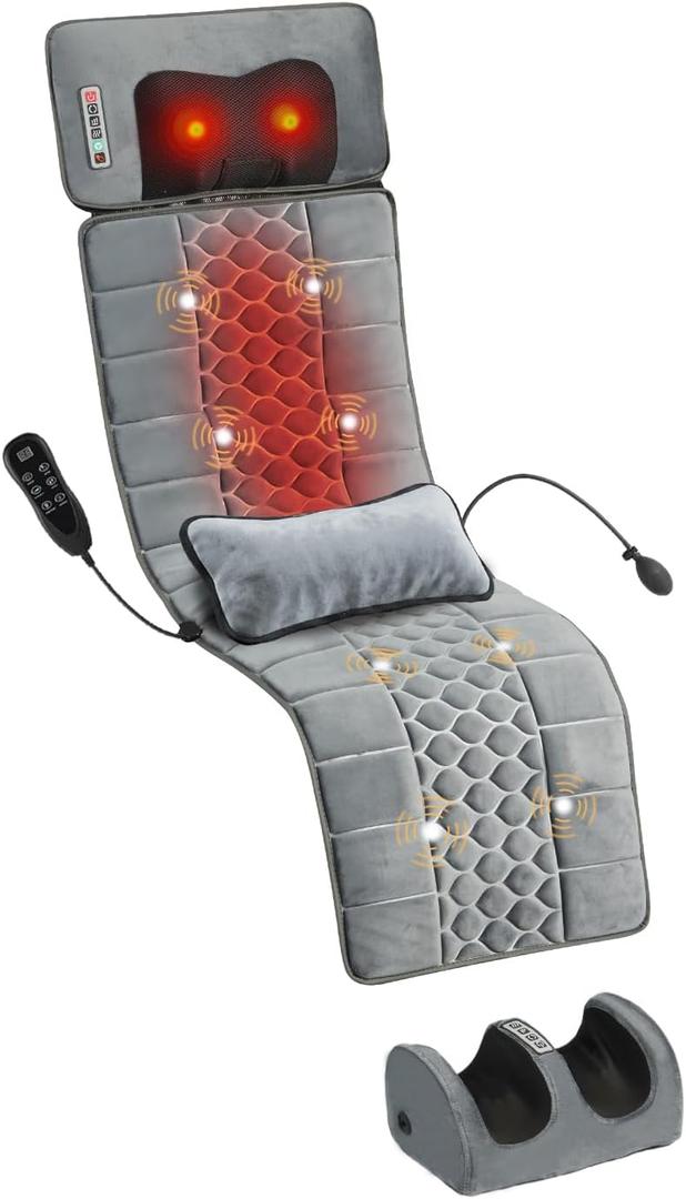 Full Body Massage Mat with Movable Neck Massager, Heated Back Massager Pad, Chair Pad Gift for Mom, Dad, Women