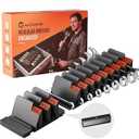 32 PCS Wrench Organizer for Tool Drawer Storage - Modular Wrench Holder with 6 Magnetic Strip, Wrench Rack with SAE/ Metric Labels, Perfect Tool Gift for Mechanics, DIYers, Father, Men, Black