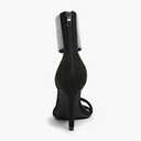 Women's High Heel Sandals Open Toe Ankle Tie Dressy Heeled Sandals for Prom, Party, Evening Events, 3.93 Inch Comfortable Thin Block Heels (Black)