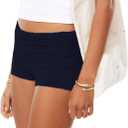 XBTCLXEBCO Womens Fold Over Shorts Y2K Low Rise Lounge Pajama Shorts Comfy Fitted Mini Pj Boxers Bottoms Sleepwear (L)