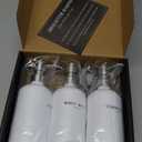 White Shampoo and Conditioner Dispenser Set by Brighter Barns - Shower Dispenser for Bathroom - Refillable Plastic Shampoo Bottle & Stainless Steel Pump - Shampoo Dispenser for Vacation Rental (White) (Silver)