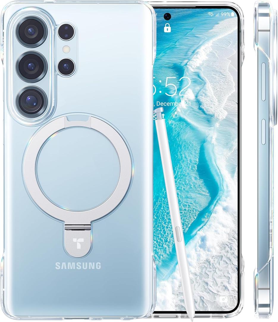 TORRAS Ostand Q3 Air for Samsung Galaxy S26 Ultra Case with 360 Magnetic Stand, Fit for MagSafe, Airbag Cushion, MilGrade Drop Tested, Shockproof Phone Case for S26 Ultra 6.9", Glacier Sprint