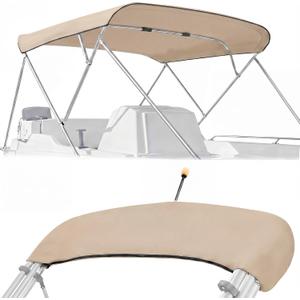 900d Boat Bimini Top Replacement Canvas Cover, Waterproof UV Resistant Marine Canopy with Zipper Sleeves & Storage Boot, Fit Pontoon, Jon Boats (Frame Not Included)