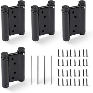 3" Double Action Spring Hinges, Self Closing Door Hinges for Saloon Cafe Pub Swinging Doors, 201 Stainless Steel, Including Pins and Screws, 4-Pack