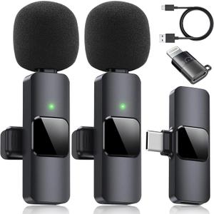Dual Wireless Lavalier Microphone for iPhone, iPad - Perfect for Video Conferencing, Recording, and Live Streaming