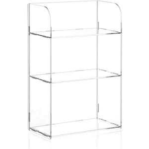 Claytonic 3 Tier Clear Acrylic Bathroom Organizer Shelf for Cosmetic Perfume Skincare Makeup Toy Spices Standing Tabletop Vanity Tray Shelf Multifunctional Sturdy Display (Large 3 Tier)