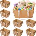 Pinkunn 48 Pcs Easter Basket for Gifts Empty DIY Bulk Gift Basket Kit with Handles Kraft Cardboard Tray for Wedding Baby Shower Graduation Party Anniversary Party Display(Brown)