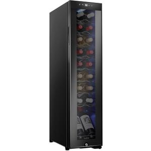 Ivation 18 Bottle Compressor Wine Cooler Refrigerator w/Lock | Large Freestanding Wine Cellar For Red, White, Champagne or Sparkling Wine | 41f-64f Digital Temperature Control Fridge Glass Door Black