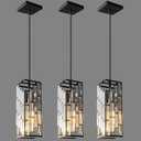 Black Crystal Pendant Lights Kitchen Island, 3 Pack Adjustable Light
K9 Crystal & Matte Black Metal, Removable Crystal Shade, E26 Base, 60W Max, Dimmable, for Flat or Sloped Ceiling