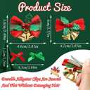 SAWINDA 24Pcs Christmas Hair Bows Clip With Bells Red Green Mini Bowknot Ribbon Barrettes Sweet Cute Bow Claw Clips for Teens Hair Accessories for Teens and Girls