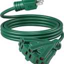 DEWENWILS 10FT Outdoor Extension Cord, Green Extension Cord 13A/1625W, 16/3 SJTW Power Cable with Multiple Outlet Weatherproof Decor Landscaping String Lights, ETL Listed, 1 Pack
