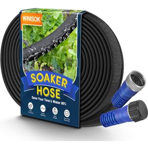 25FT Soaker Hose, Heavy Duty Double Layer Gardening Hoses, Save 80% Water, Flexible Leakproof, Drip Irrigation Tubing for Garden Beds and Lawns