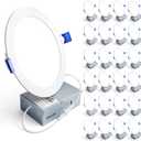 Ensenior 24 Pack 6 Inch LED Recessed Ceiling Light, Dimmable, 6000K Clear White, 1050LM 12W 120V, High Brightness Canless Wafer Downlight - ETL&FCC&IC