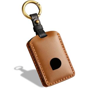 Leather Key Fob Cover, Compatible with Volvo XC90, XC60, XC40, S60, S90, V90, Compatible with Polestar 1/2/3 etc, No Screw Design Key Holder Protector, Brown