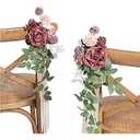 Ling's moment 8pcs Wedding Artificial Aisle Pew Flowers Chair Decorations Arrangements with Chiffon Ribbons Dusty Rose Mauve for Ceremony Chair Back Floral Decor Reception Church Party Outdoor