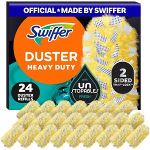 Swiffer Dusters Heavy Duty, Feather Head Multi-Surface Duster Refills for Cleaning, Unstopables, Yellow, 24 Count (4 Packs of 6)