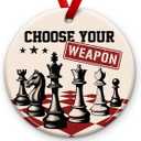3 x Chess Lover Christmas Ornament  Choose Weapon Decoration, Game Style Ornament for Son, Boys - Xmas Tree Decorations, Kid Room Decor, Ideas Chess Players, Teacher, Coach