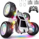 WayEee Remote Control Car for Boys 4-7, 360° Flips Rotating RC Stunt Car with Type-C Charging and LED Lights Strips, 2.4 GHZ Double Sided All Terrain 4WD RC Cars for Girl Boys Christmas Birthday Gift