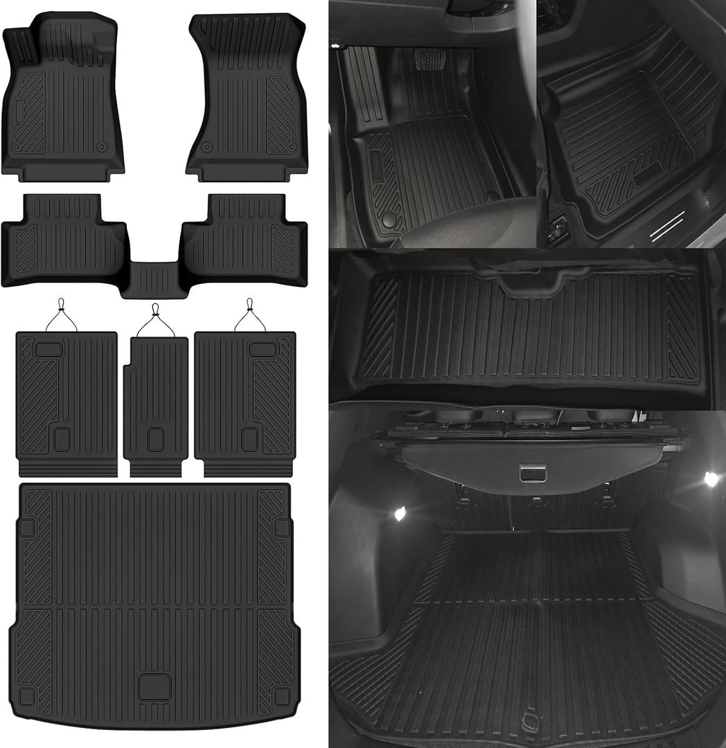 Custom Fit Floor Mats for Audi Q5/SQ5 2018-2024(Not for PHEV), All Weather TPE Floor Liners with Trunk Mat & Backrest Protectors, Odorless Full Set Interior Accessories