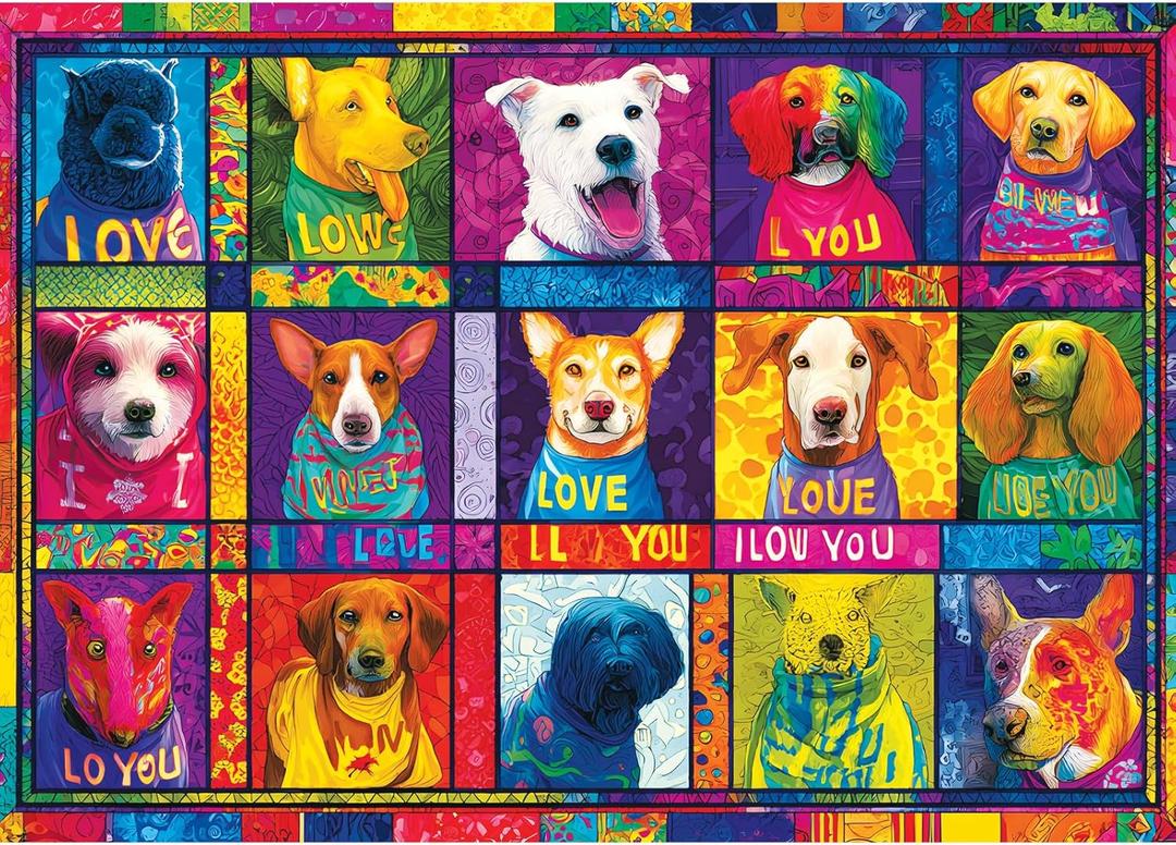 Puzzles for Adults 1000 Pieces Colorful Dog Portraits Jigsaw Puzzle, Adorable Pet Themed Puzzles for Adults (Colorful Dog)