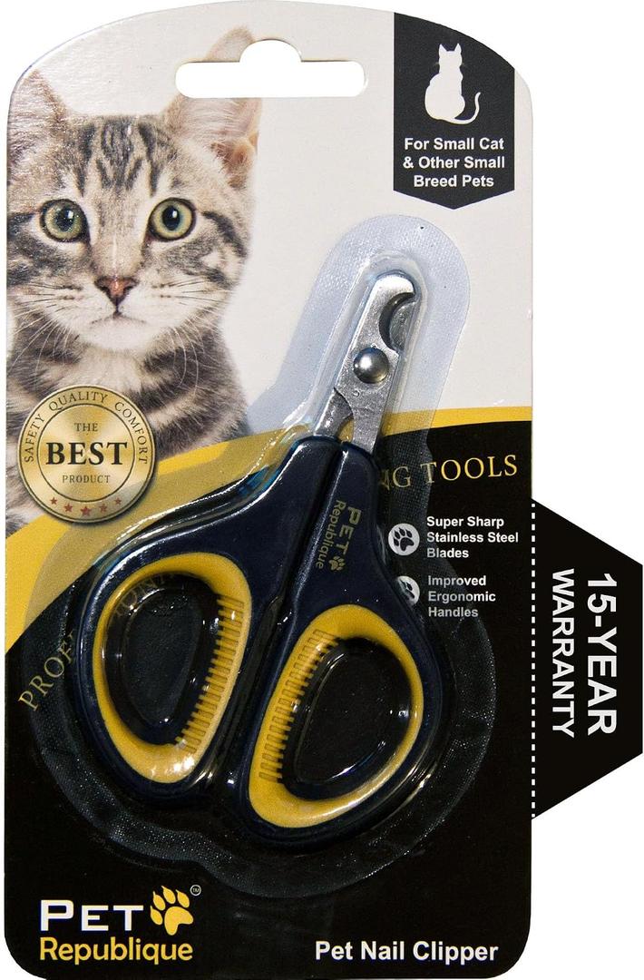 Cat Nail Clippers by Pet Republique Professional Stainless-Steel Nail Clipper for Cats, Kittens, Hamster, Rabbits, Birds, & Small Breed Animals Claw Trimmer (Black+Yellow)