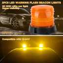 ASPL 2pcs LED Warning Flash Beacon Lights, 60 LED Amber Warning Safety Flashing Strobe Lights with Magnetic and 16 ft Straight Cord for Vehicle Truck Tractor Golf Carts UTV Car Bus,12V-24V