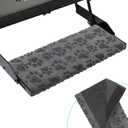 RUNROLE Wrap Around RV Step Cover without Tool 1 Pack 18 Inch Wide Camper Step Carpet Non Slip RV Stair Rug- Fit 7-9" Deep, Embossed Paws Pattern