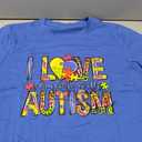 Autism Awareness Shirt Women Autistic Support Graphic Shirts Special Education Tops Casual Mental Health Short Sleeve Tee Light Blue (L)