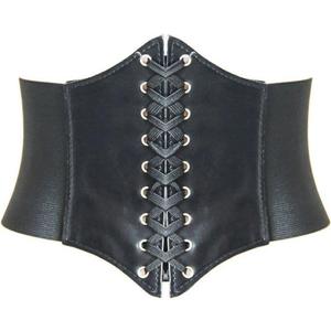 HANERDUN Lace-up Waspie Corset Belts for Women Elastic Waist Belt Tied Retro Wide Belt (Small)