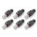 VCELINK RJ45 Connector Tool-Free, CAT6 Field Termination Plug, Gold Plated Modular Plug, UTP CAT6 Connector Toolless for 23 to 26 AWG Network Cable, 6 Pack, Black