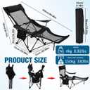 Soaoo 2 Pcs Mesh Camping Chair Portable Folding Portable Mesh Chair with Removable Footrest Headrest Storage Bag Camping Recliner 264lbs Weight Capacity Lounge with Carry Bag for Adult Outdoor(Black)