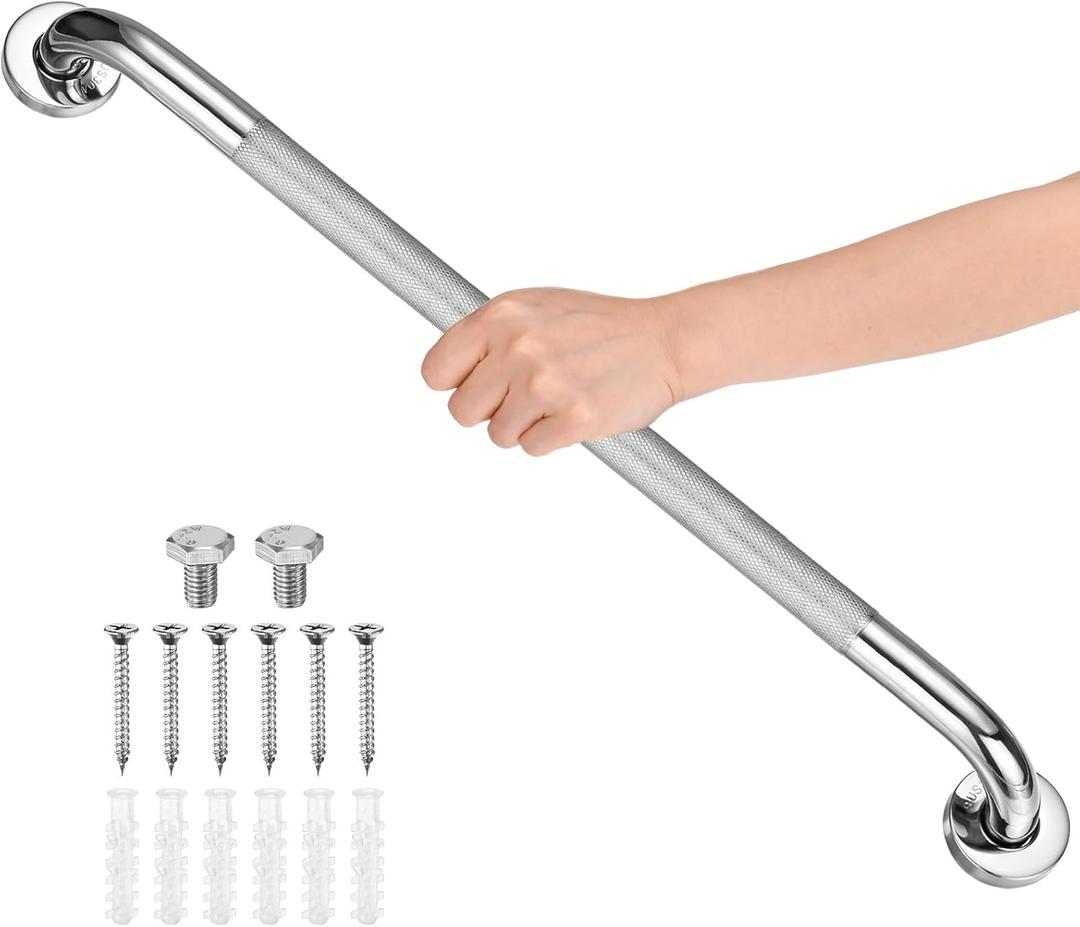 M METERXITY 24 Inch Anti Slip Grab Bars for Bathtubs and Showers, Stainless Steel Safety Shower Handle for Bathroom/Toilet/Seniors/Elderly Assist Bath Handle [Chrome]