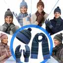12 Pcs Winter Beanie Hat Scarf Gloves Set for Men Women Winter Warmer Gift Poms Knit Beanie Long Scarf Gloves (Classic Color)