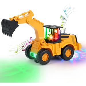 Kizeefun Excavator Truck Kids Toys: Construction 2-5 Toddler Toys Digger Truck with Electric Universal Wheel Children Car Toys with Light and Music Birthday Christmas for 2 3 4 5 Years Old Boy