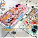 Compatible with iPhone 17 Case Card Holder for Women Cute Design,Wallet Phone Cases Transparent Cool Kawaii Protective (Clear Flowers Lily Girly Florals)