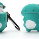 2 x 3D Cute Dinosaur Case for Airpod 2nd/Airpod 1st,3D Cute Cartoon Soft Case,Kids Teens Boys Girls Women Lovely Character Dinosaur with Keychain for Airpod 1st&2nd Case (Dinosaur)