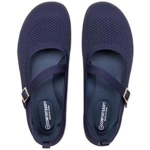 Frank Mully Women's Wide Width Flats Mary Jane Flat Comofortable Knit Ballet Flat Wide Toe Box Dress Shoes with Adjustable Straps (Size 6)