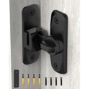 90/180 Degree Barn Door Lock, Small Flip Gate Latches Hardware, Security Sliding Door Latch Lock fo Cabinets, Barn, Bathroom, Garden (Black-1Pc)