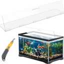 Sieral Aquarium Polycarbonate Canopy Set 35.13 x 17.13 x 0.12 Inch for 50/65/84 Gallon Without Center Brace Aquariums Cover Fish Tank Lid with a Hook Knife, Clear