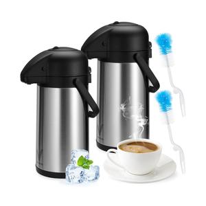 85 oz (2.5L) Coffee Carafe with Pump, 2Pcs Insulated Stainless Steel Coffee Dispenser, Coffee Carafes for Keeping Hot/Cold, Hot Beverage Dispenser for Party