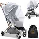 Mosquito Net for Stroller | Universal Baby Bug Net for Strollers, Car Seats, Bassinets, Cradles, Mini Cribs, Breathable & Foldable Mosquito Cover with Travel Bag, Baby Summer Essentials, White