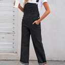 Luvamia Overalls Women Loose Fit Denim Bib Baggy Overall Jumpsuit Straight Wide Leg Stretchy Jean Pants Fashion, XL