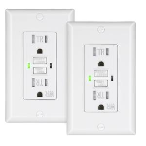 DEWENWILS 2-Pack GFCI Outlet 15Amp, GFCI Outlet Tamper Resistant(TR), Weather Resistant(WR) GFI Receptacle with Self-Test, LED Indicator, Wall Plate Included, Indoor or Outdoor, UL Listed, White
