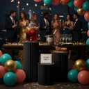 Cylinder Stands for Party, Shape&Use 3PCS Round Black Pedestal Display Stands, Foldable Cardboard Columns for Wedding, Birthday, Anniversary Decor, 11.8in Dia. (15.7/23.6/31.5in H) with Storage Bag