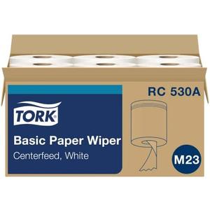 Tork Centerfeed Hand Towel White One-at-a-time Dispensing, M23 Compatible 6 Rolls x 530 Sheets (RC530)