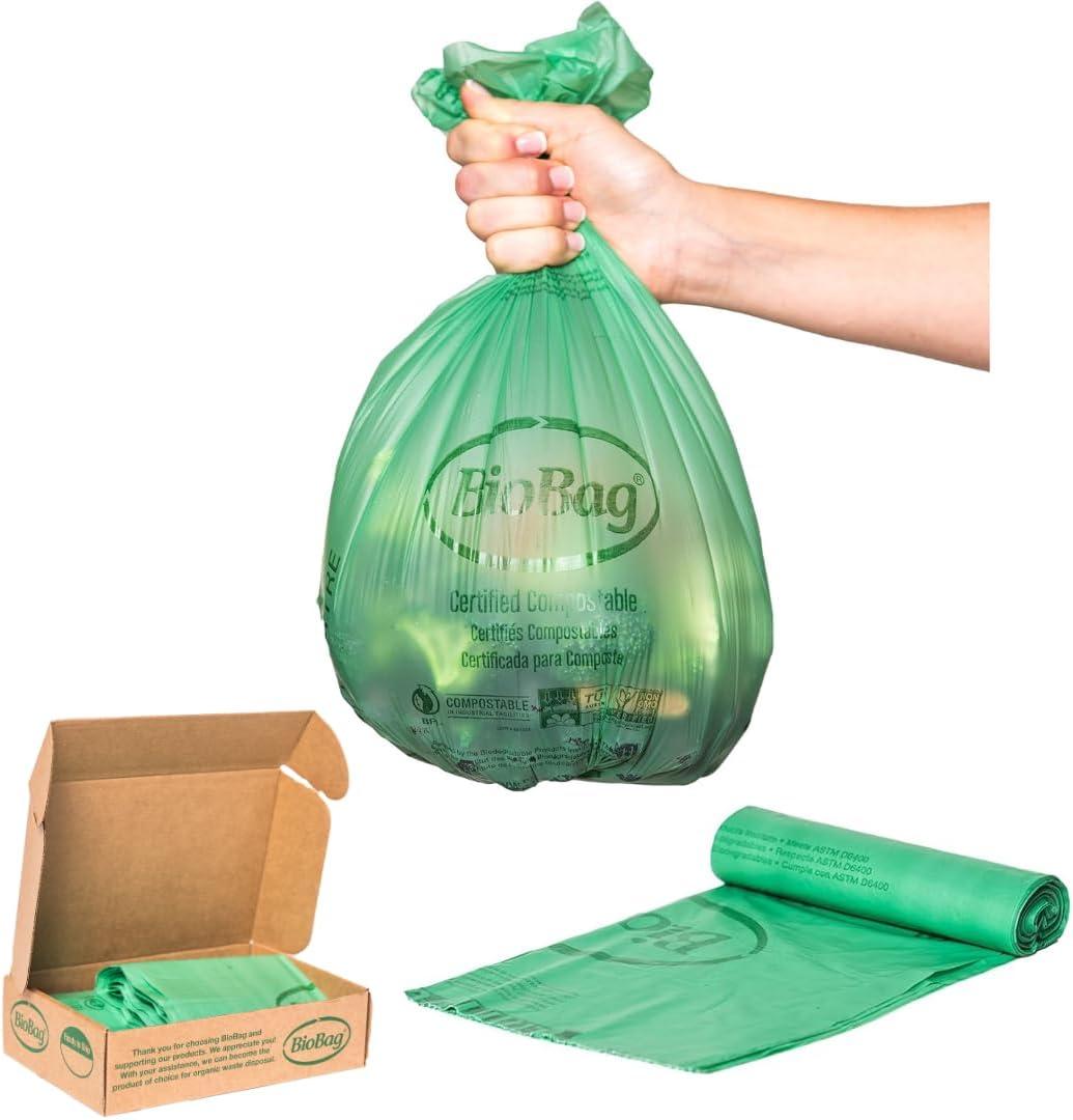 BioBag (USA), The Original Compostable Bag, 3 Gallon, 100 Total Count, 100% Certified Food Scrap Bags, Kitchen Compost Bin Compatible
